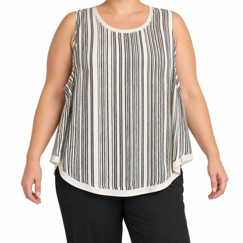 NWT Who What Wear Women’s Striped Sleeveless Blouse | Size 2X